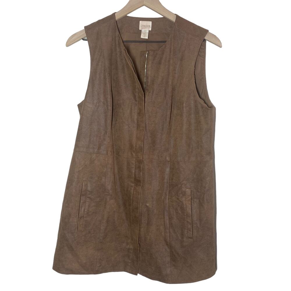 Chico's Women's Brown Faux Suede Sleeveless Mini Dress Size Small